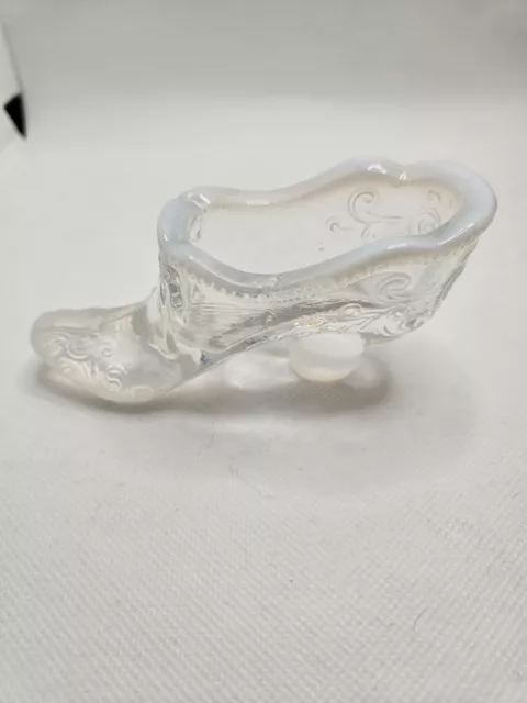 Mosser Glass Shoe Bows & and Scrolls with Beaded Edge Clear Opalescent