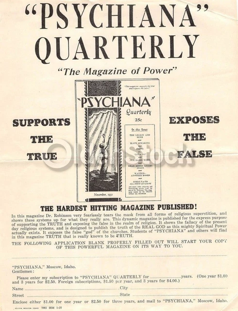 Psychiana Quack Religion Fringe Christianity Antique Advertising Poster Papers l