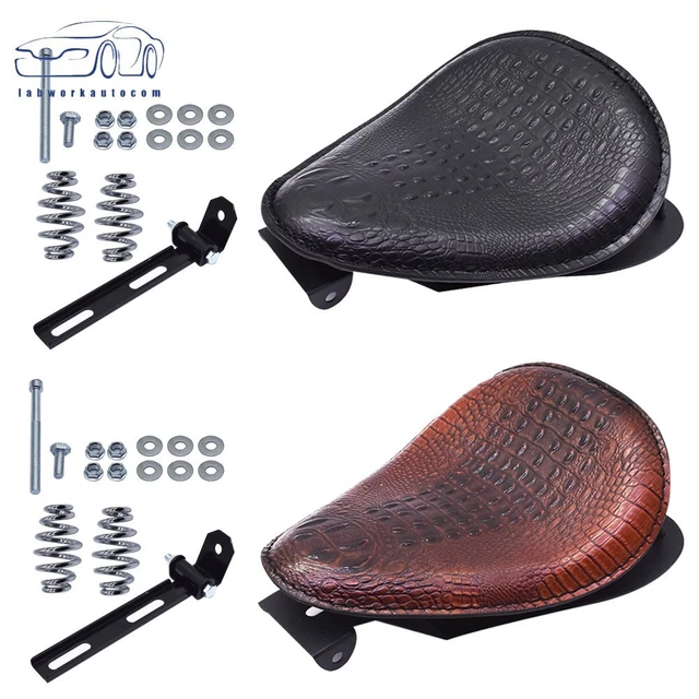 Motorcycle Crocodile Leather Saddle Solo Seat Spring Bracket for Yamaha Chopper