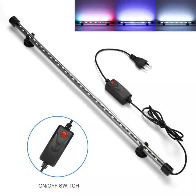 Submersible Aquarium Underwater LED Light Air Bubble Fish Tank Lamp+ Switch