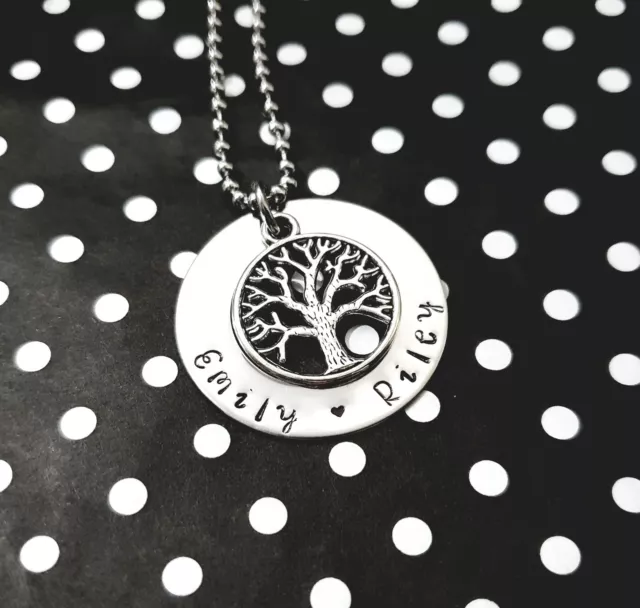 Hand stamped stainless steel tree necklace Personalised Pendant Free Express PH