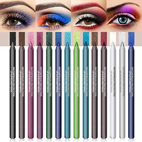 14 Colors Eyeliner Pen Colorful Set, Pearl Eyeliner Kit Metallic Eyesh