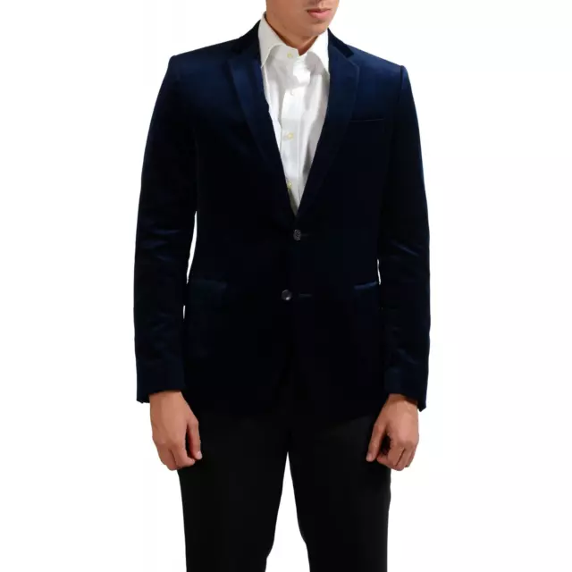 Mens Velvet Smoking Jacket Blazer Tuxedo Cotton Super Slim Fit Navy Blue New Men