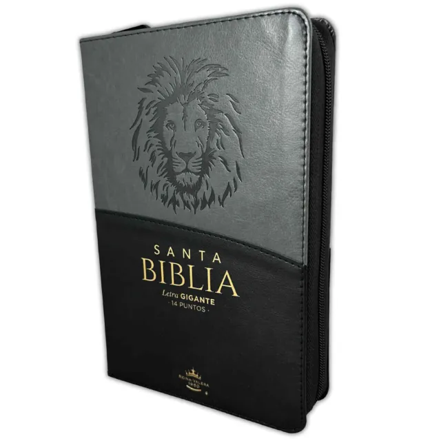 Biblia León con Cierre Letra Gigante Manual 14 puntos RV1960 gris con indice