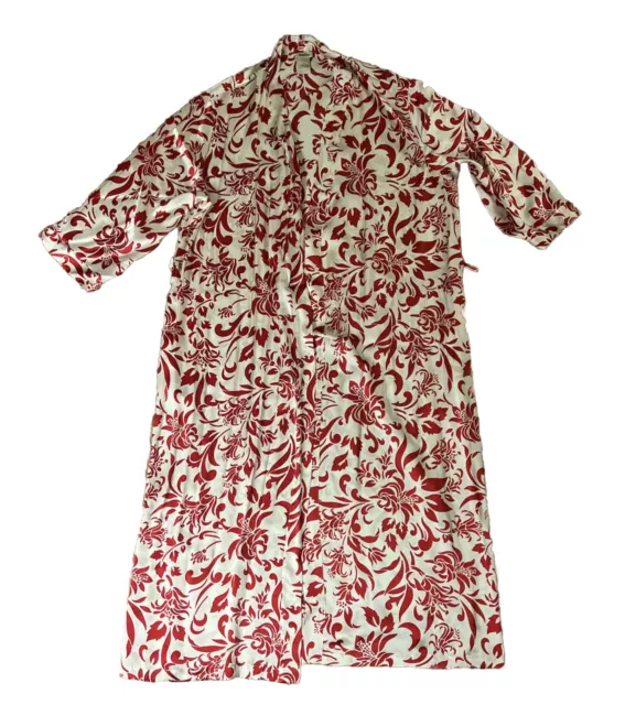 Neiman Marcus Women's Floral 💯 Silk Satin 3/4 Sleeve Robe Missing Tie Size L