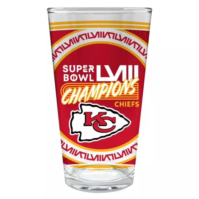 Kansas City Chiefs Super Bowl LVIII Champs 16 Oz Glass