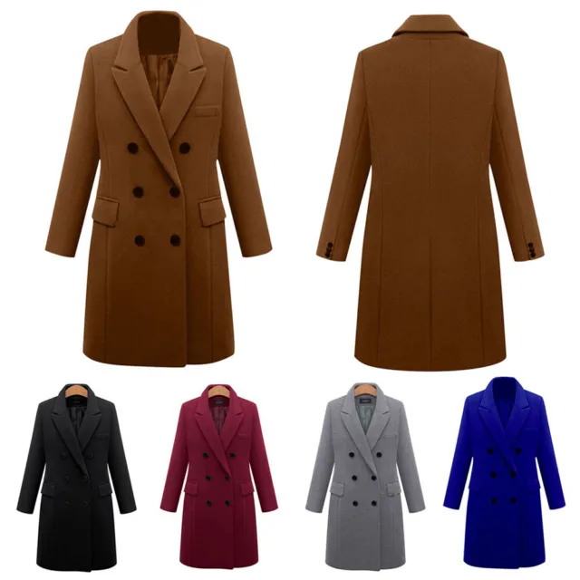 Coat Jackets Trench Outwear Winter Jacket Double-breasted Warm Turn Down Collar