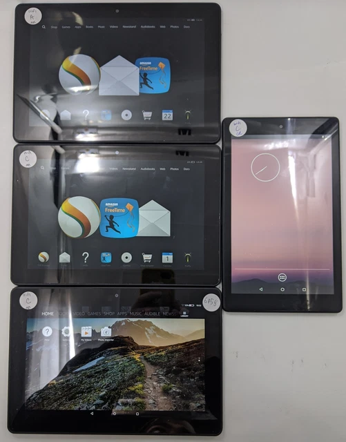 Assorted Amazon Kindle Tablets Fair Condition Wi-Fi Only Lot of 4