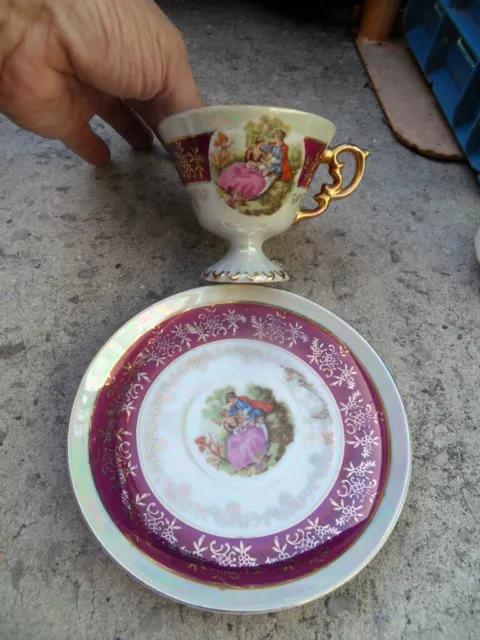Vintage cup ancienne tasse a thé café porcelaine LIMOGES ??  decor Fragonard