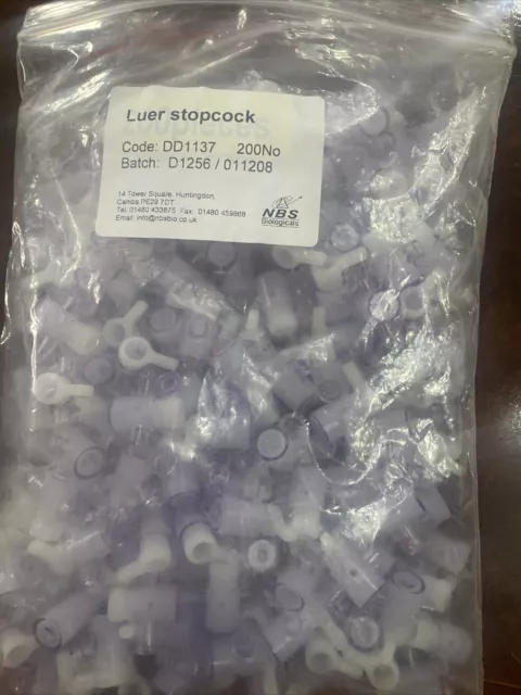 10 X Brand New Luer Stopcocks.  Code DD 1137. Made By NBS Biologicals.