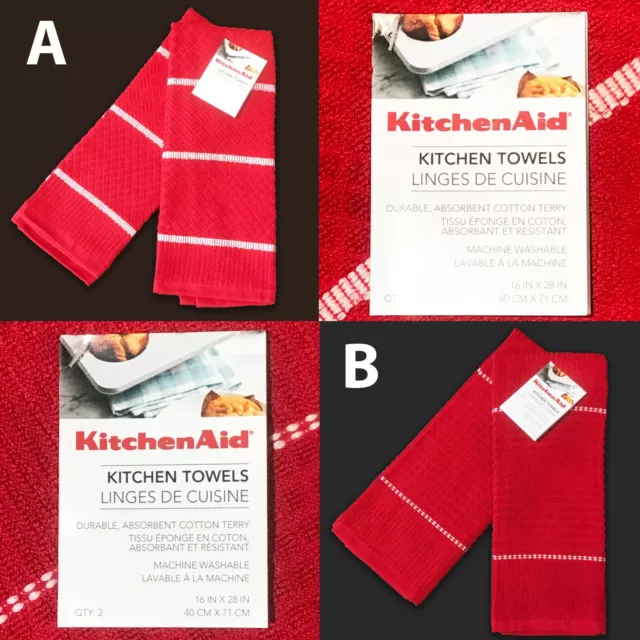 SET OF 10 New THRESHOLD Reverse Cotton Terry Kitchen Towels Red