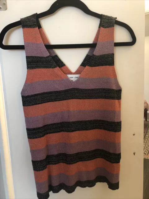 Anthropologie John+Jenn Sparkly Striped Sweater Tank Top Size L