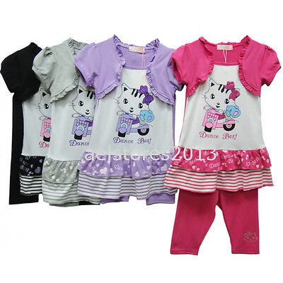 Girls Hello Kitty Top and Legging Set Black Grey Age 2 - 8 years