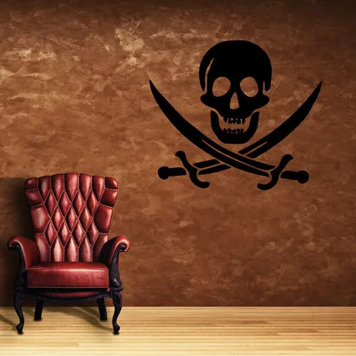 Wandtattoo Pirat Totenkopf Piraten Flagge Aufkleber Wall Art Wand Tattoo #2066