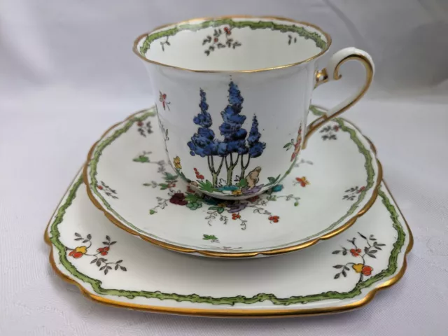 VintageB.G.M/ Plant Tuscan Bone China Trio. Art Deco. Circa 1930.