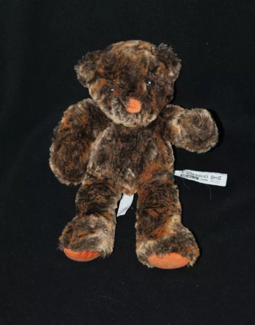 Peluche doudou ours brun marron orange chiné IKEA Brummig yeux brodés 31 cm TTBE