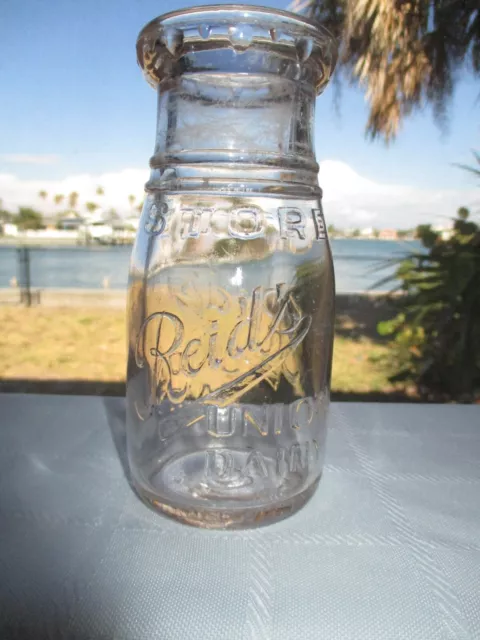 Vintage~ Half Pint~ Reid's Union Dairy Glass Embossed Milk Bottle~