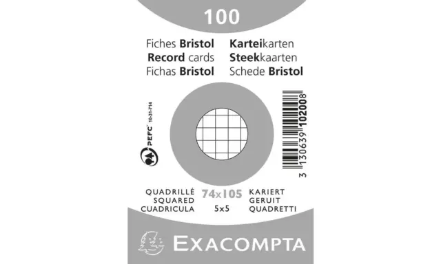 [Ref:10200SE-3] EXACOMPTA Lot de 3 Paquets 100 fiches sous film bristol