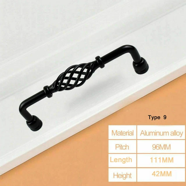 Vintage / Retro Bird Cage Cuisine Armoire Porte Placard Tiroir Pull Poignée Noir 3