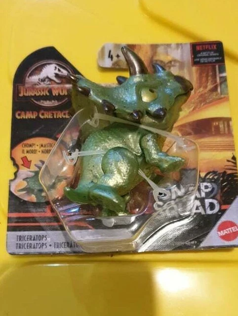 Jurassic World Camp Cretaceous Snap Squad - Triceratops, Mini Dinosauro Articolato Da Collezione