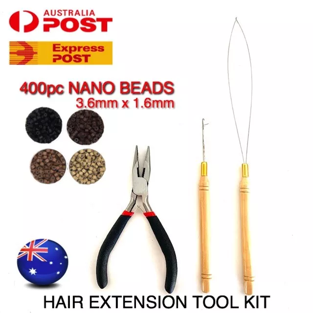 Hair Extension Tool Kit NANO Bead Ring 400pc Silicone Lined 3.6mm x1.6mm HairKit