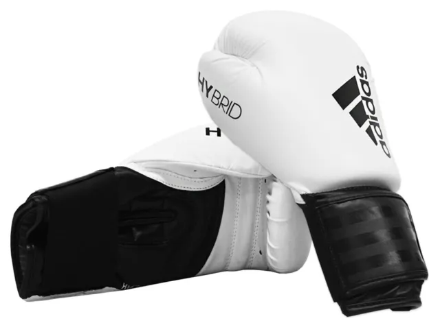 adidas Hybrid 100 Boxing Gloves White Sparring 8 10 12 14 16 oz Training