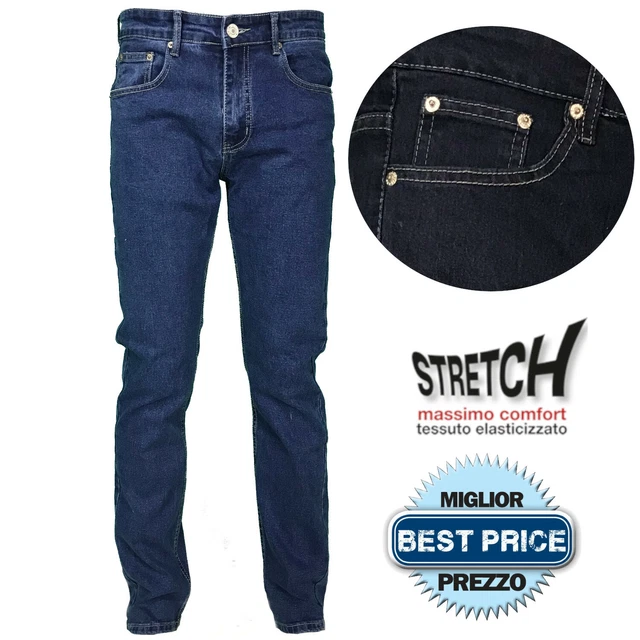 Pantaloni Jeans Uomo Slim Fit, 5 Tasche, Cotone Morbido - Made In Italy