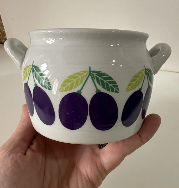 Pot à Confiture Sucrier Arabia Finland Motif Prunes - Vintage Décoration Cuisine