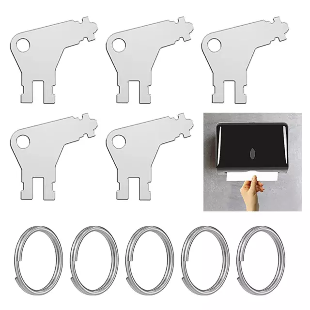 5Pcs Commercial Paper Towel Dispenser Key with 5 Metal Rings for Facilities