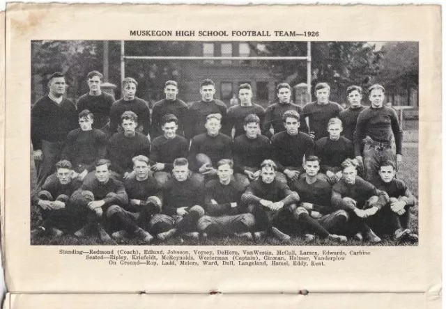 Vintage 1926 Muskegon Michigan High School Football Team Banquet Menu / Program 3