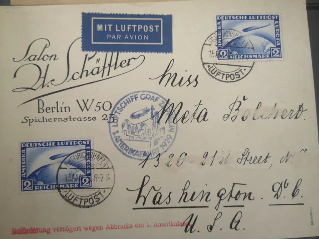 Zeppelinpost Geprüft echt gelaufen