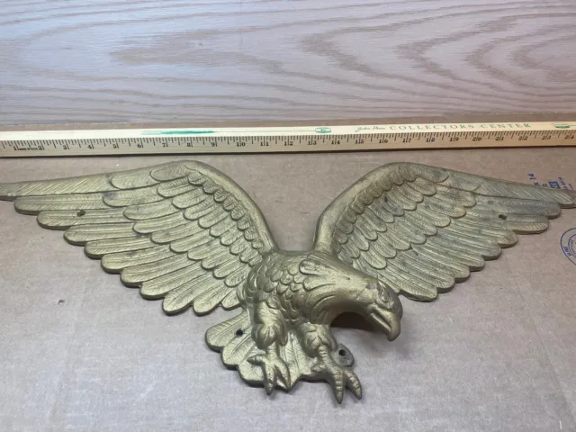 Vintage Cast Metal Iron Art  Wall Hanging American Bald Eagle Plaque 24”