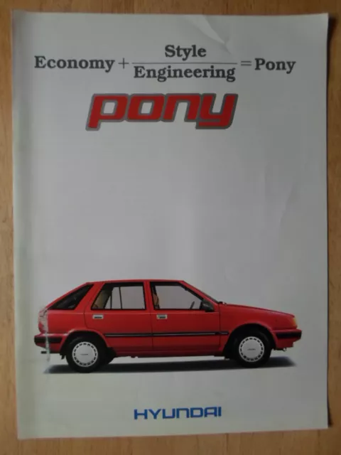 HYUNDAI PONY orig 1986 UK Mkt Sales Brochure