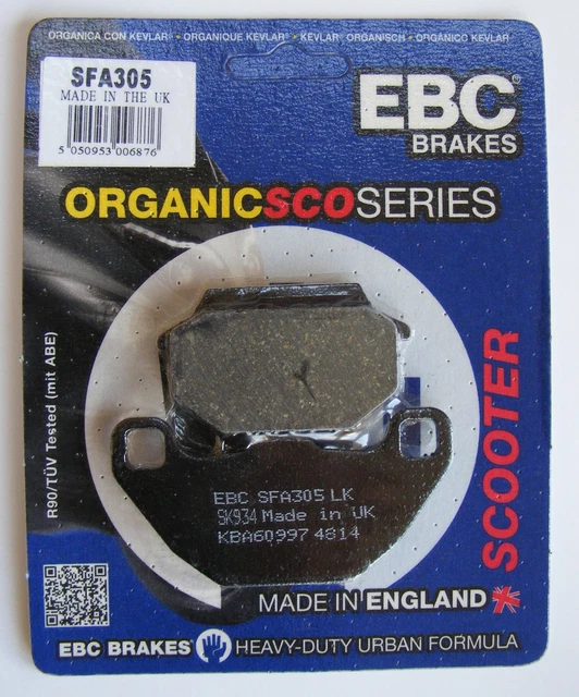 EBC Organic Front Brake Pads – Fits KYMCO Agility 125 City / City+ 2018-2021 – SFA305 – UK Made