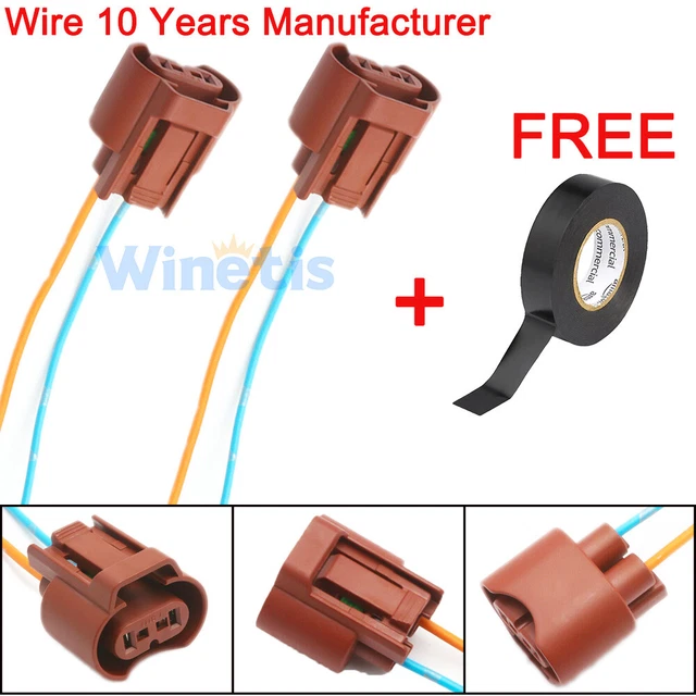 Wire Pigtail Female U 9006 HB4 2X Harness Head Light Low Beam Connector Bulb