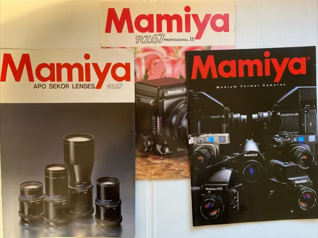 3 Vintage Mamiya RZ67 APO Sekor Lenses,  Professional II, and Product Catalogs