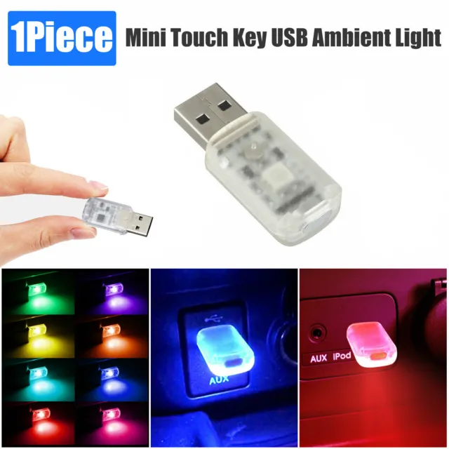 Mini USB LED Colorful Lamp Touch Key Car Interior Neon Atmosphere Ambient Light