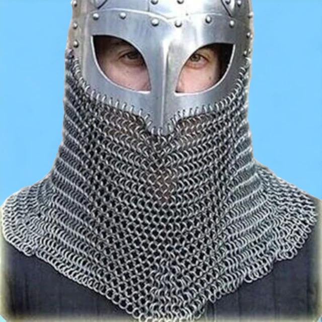Viking Helmet with chainmail Medieval Norman Battle Armor Costume Helmet auction