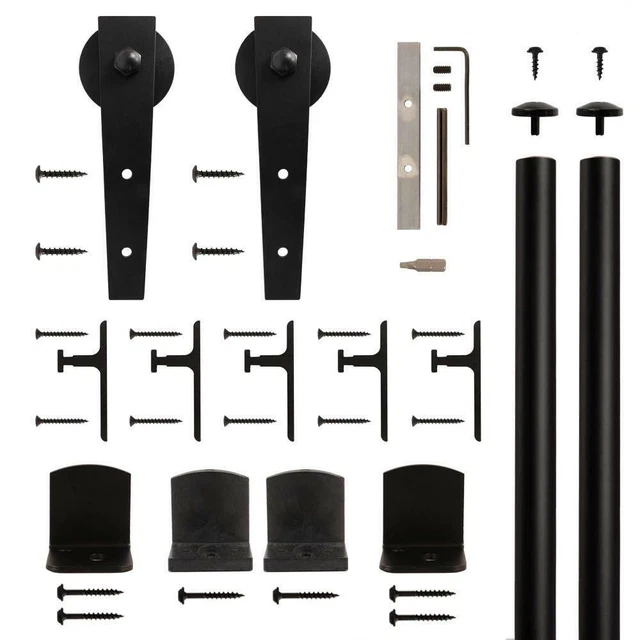 Markenlos Rolling Door Hardware Kit Brackets Solid Aluminum Rails Metal Black
