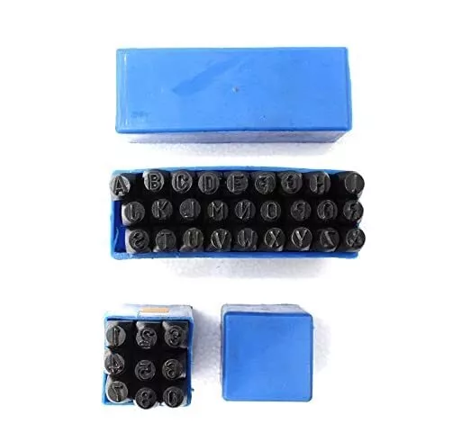 Letter Number Punch Set Stamp 36 pcs 9 Numbers & 27 Letter A to Z Shiny Black