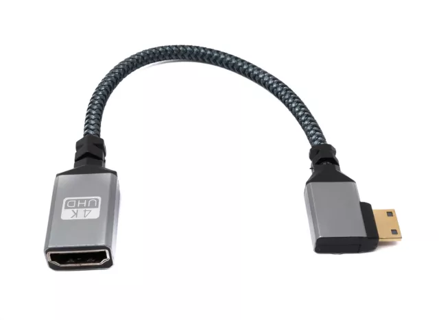 SYSTEM-S HDMI 1.4 Câble 20 CM 4K UHD 60 Hz Mini- Fiche Gauche Angle Pour Douille