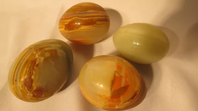 Decorative Eggs Made from Polished Stone Marble, Onyx, Agate etc - Set of 4