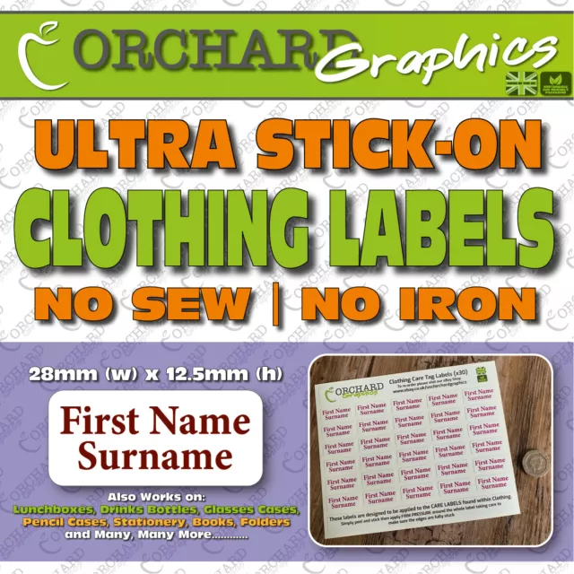 Etichette stick on name per vestiti | etichetta cura | adesivi abbigliamento | personalizzati