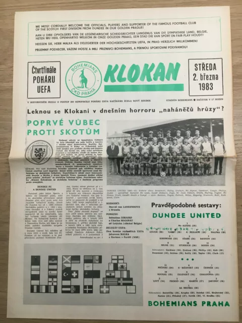 Czech Republic - Bohemians Praha 1982/83 v Dundee United UEFA Cup