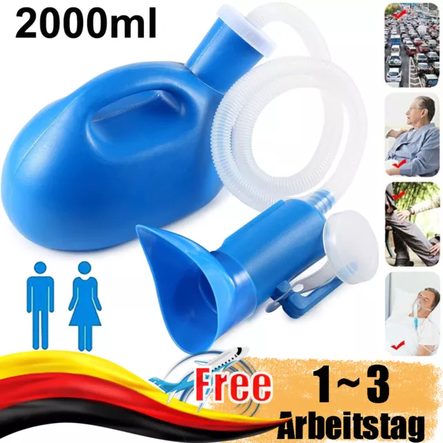 2000ml Tragbares Reise Urinal für Männer und Frauen Unisex Camping Urinflasche