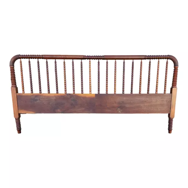 Antique King-Sized Turned Wood Spindle Jenny Lind Style Spool Headboard