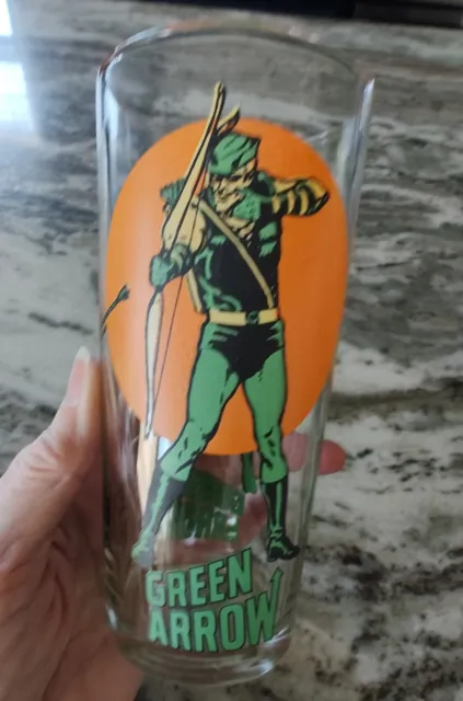 Vintage 1976 PEPSI GREEN ARROW Glass DC Comics "Super Series" RARE!