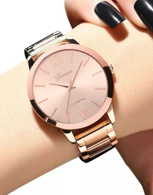 Ladies Women Quartz Wrist Watch Watches with Bracelet Strap... Rose Gold UK