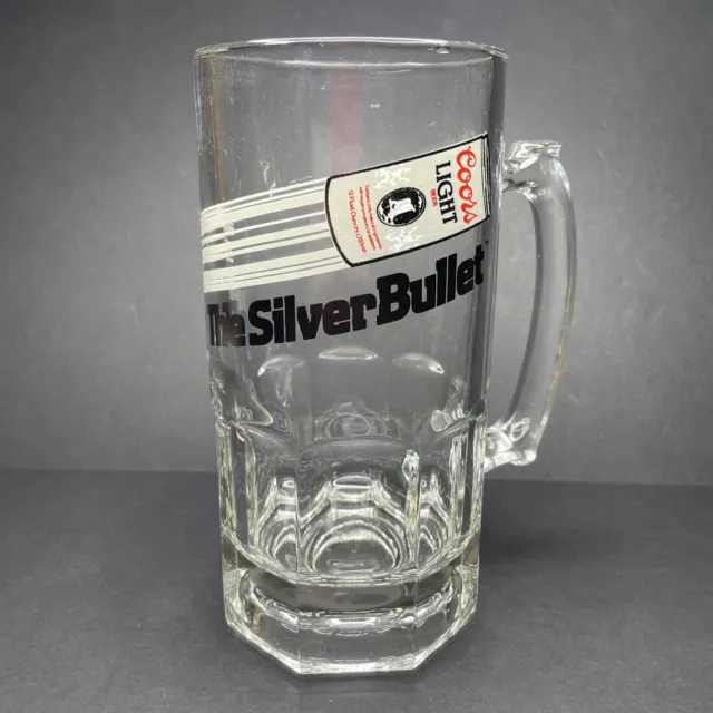 Vintage 1978 Coors Light Silver Bullet 30oz Beer Glass Stein Mug