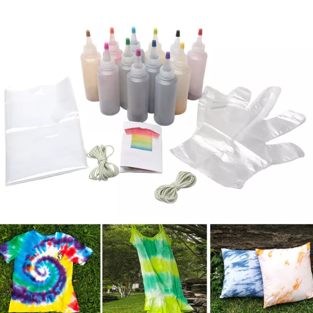 12pcs 3pcs Clothing Graffiti Spiral Permanent Textile Paints Tie Dye Kit DIY